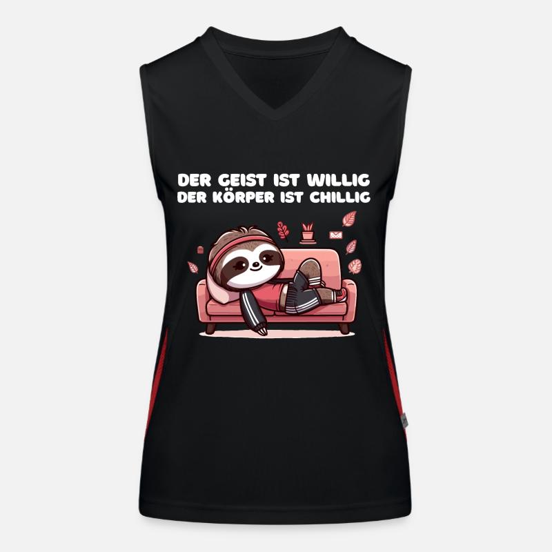 Der Geist ist Willig Der Körper ist Chillig Funktionelles Kontrast-Tank Top für Frauen