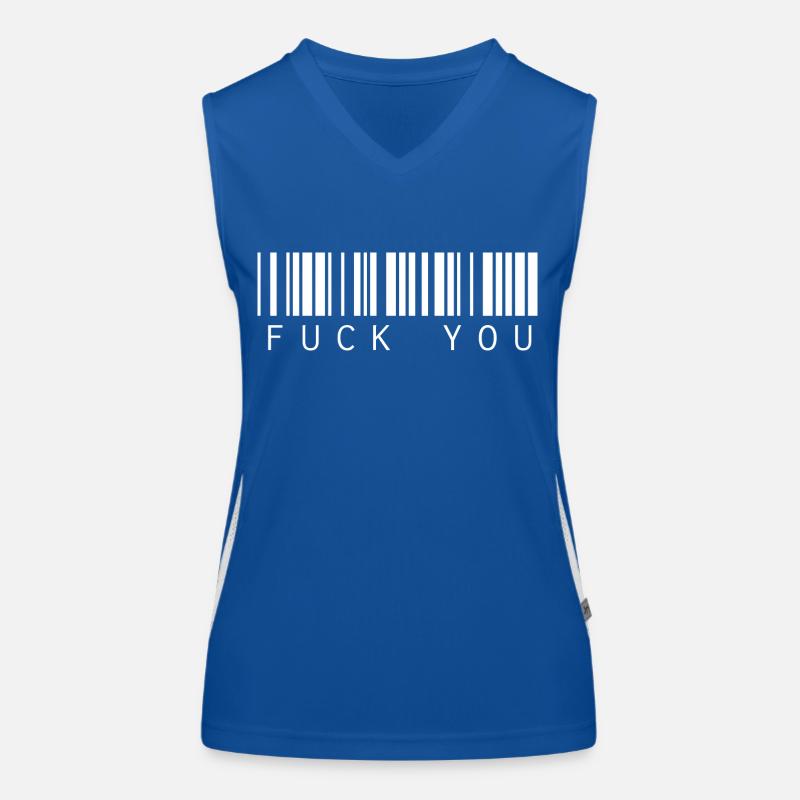 Fuck You Fuck Off Strichcode Barcode Cooler Spruch Funktionelles Kontrast-Tank Top für Frauen