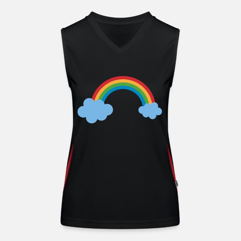 rainbow sun clouds weather rainbow sun cloud39 Women's Functional Contrast Tank Top