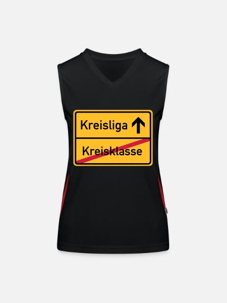 ortsschild_kreisklasse_f3 - Débardeur respirant contrasté Femme - noir/rouge - Devant