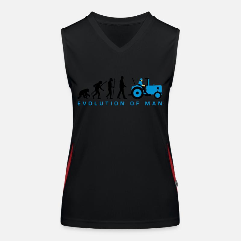 evolution_des_mannes_bauer_mit_trecker_c Funktionelles Kontrast-Tank Top für Frauen
