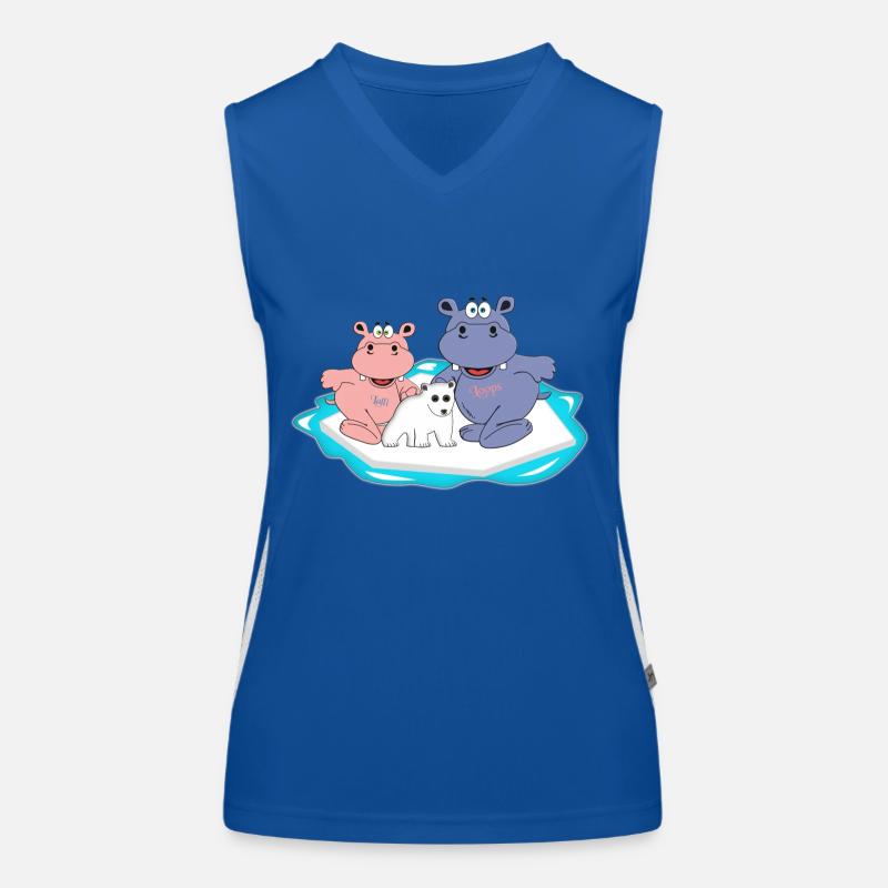 hippo hippo polar bear north pole cold winter snow Women's Functional Contrast Tank Top