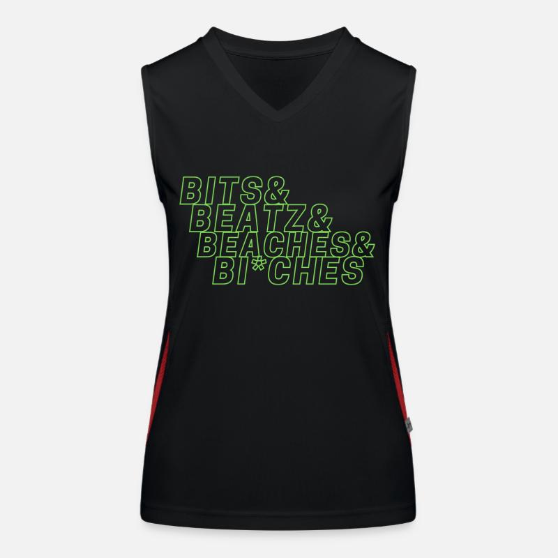 Bits Beats Beaches and Bi*ches Funktionelles Kontrast-Tank Top für Frauen