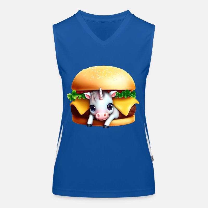 Einhorn Cheeseburger Funktionelles Kontrast-Tank Top für Frauen