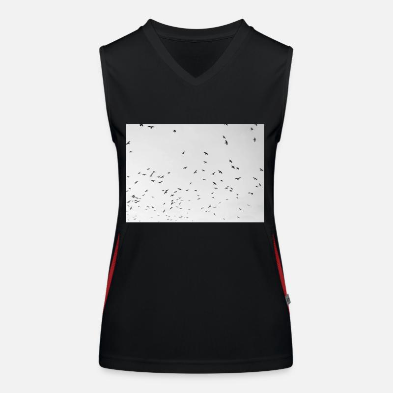 Excited crows with a cloudy sky Women's Functional Contrast Tank Top