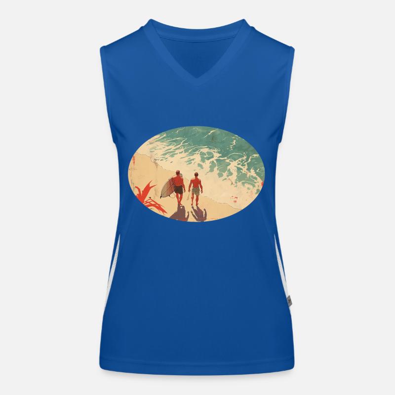 Surfer am Strand Funktionelles Kontrast-Tank Top für Frauen