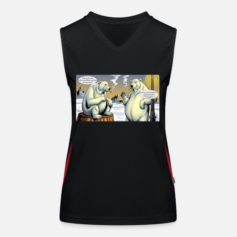 Christmas Polar Bears North Pole Smoking Cigarette Women's Functional Contrast Tank Top