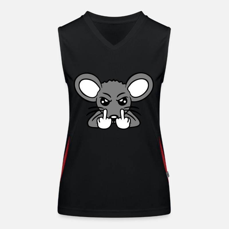 Mouse Nasty Angry Frustrated Aggressive Middle Finger Women's Functional Contrast Tank Top