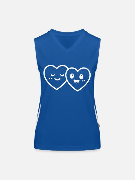Coeurs Couple Amour - Débardeur respirant contrasté Femme - bleu/blanc - Devant