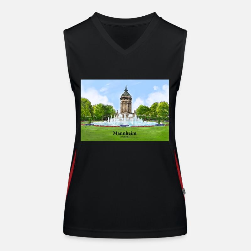 Wasserturm Mannheim Aquarell Funktionelles Kontrast-Tank Top für Frauen