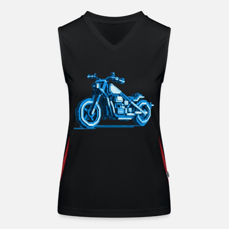MotorcycleChopper in beautiful 8 bit pixel graphics Women's Functional Contrast Tank Top