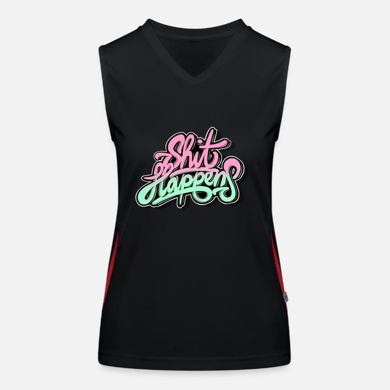 Shit Happens Lettering Typography Graffiti Illu Women's Functional Contrast Tank Top