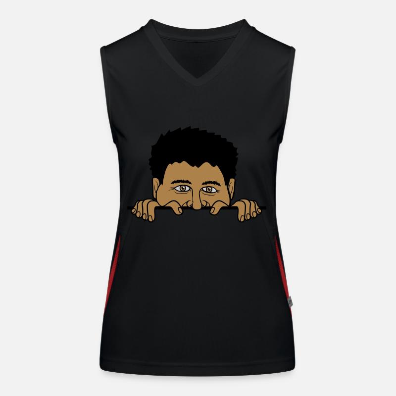 Mann hinter Mauer Funktionelles Kontrast-Tank Top für Frauen
