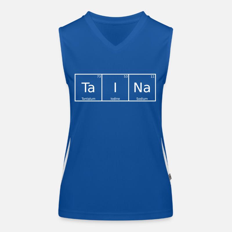 Taina Nom Prénom Chimie Tableau périodique Éléments Débardeur respirant contrasté Femme