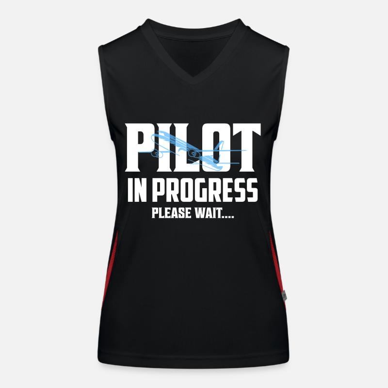 Pilot In Progress Please Wait.... Aviation Airline Women's Functional Contrast Tank Top