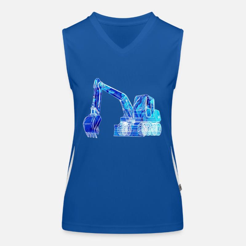 bagger,baufahrzeug,baggerfahren,graffiti,blau Funktionelles Kontrast-Tank Top für Frauen