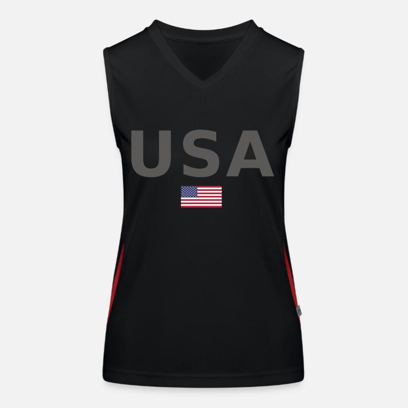 ÉQUIPE Bannière du drapeau américain des États-Unis en cours d’écriture Débardeur respirant contrasté Femme