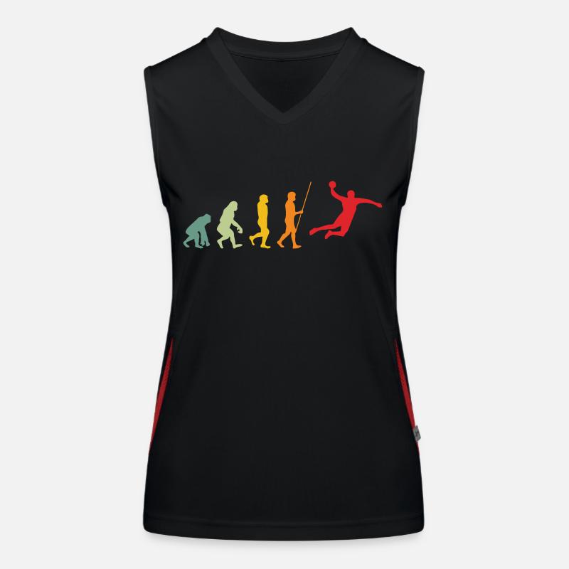 Handball Evolution Entwicklung Retro Funktionelles Kontrast-Tank Top für Frauen