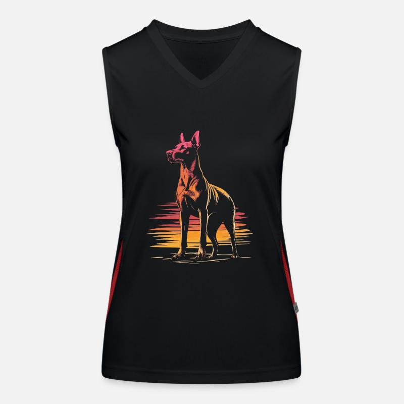 Dobermann Vintage Silhouette Funktionelles Kontrast-Tank Top für Frauen