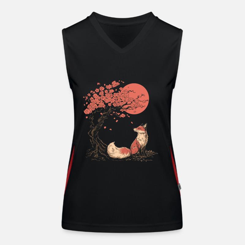Fuchs Sakura Baum Kirchblüte Japan Funktionelles Kontrast-Tank Top für Frauen