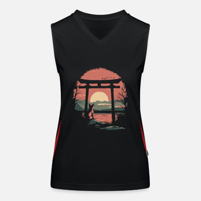 Fuchs Torii Tor Japan Funktionelles Kontrast-Tank Top für Frauen