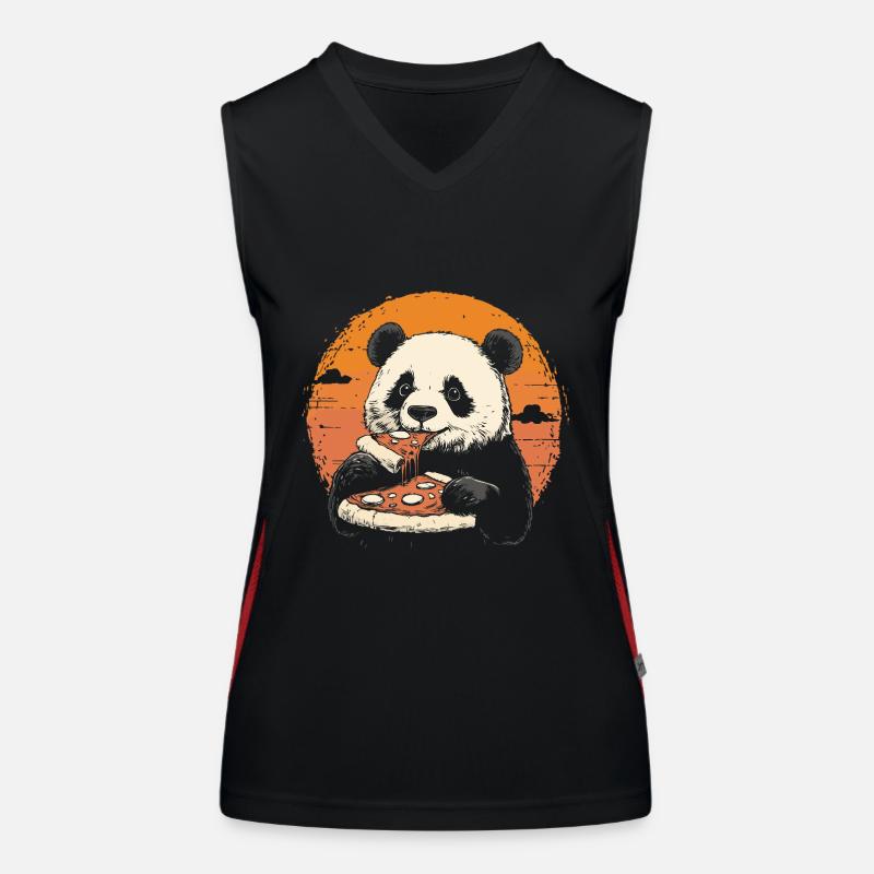 Panda isst Pizza Funktionelles Kontrast-Tank Top für Frauen