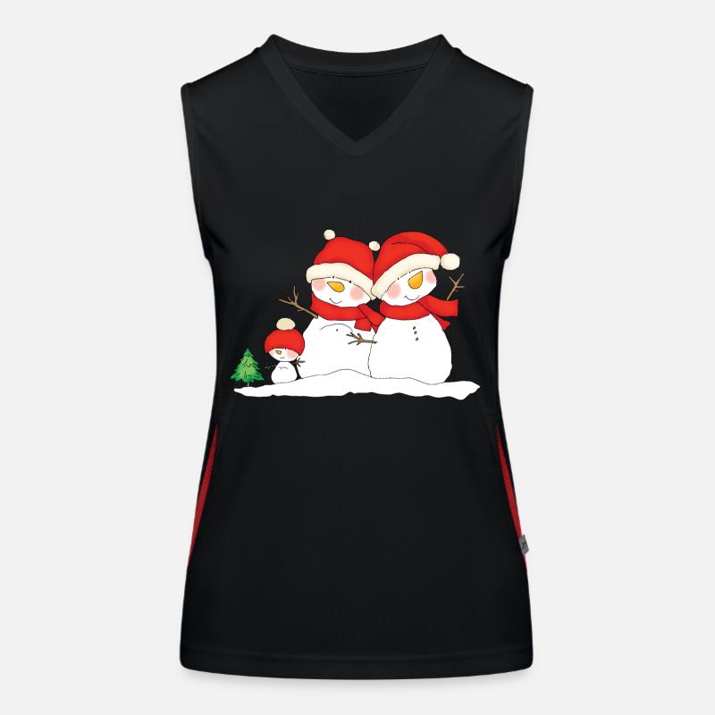 Christmas snowmen. - Women's Functional Contrast Tank Top - black/red