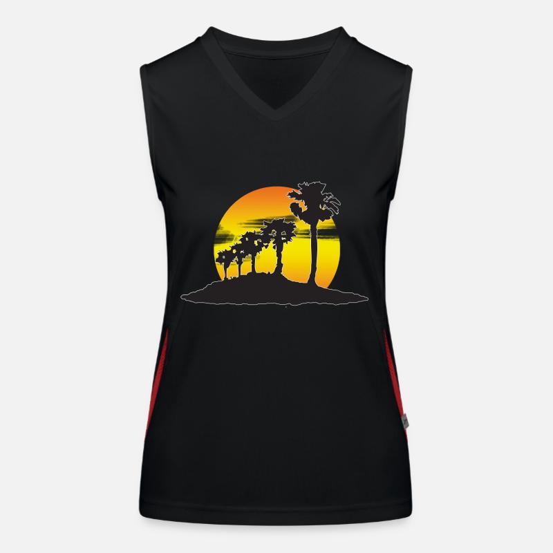 Sunset mit eigenem Text Funktionelles Kontrast-Tank Top für Frauen
