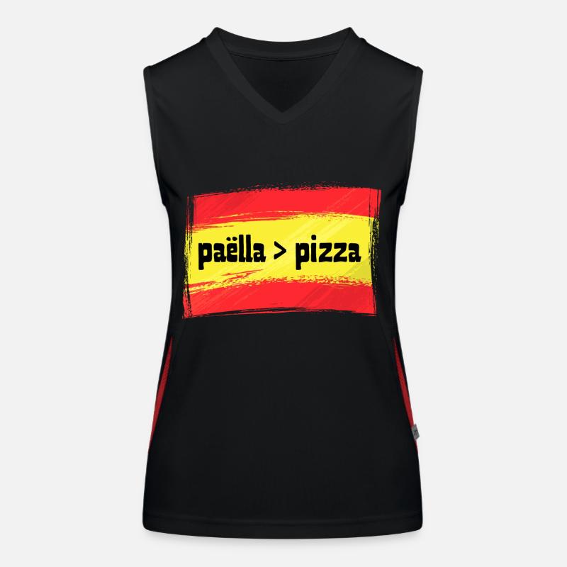 Drapeau Espagnol Espagne Paella supérieur à Pizza Débardeur respirant contrasté Femme
