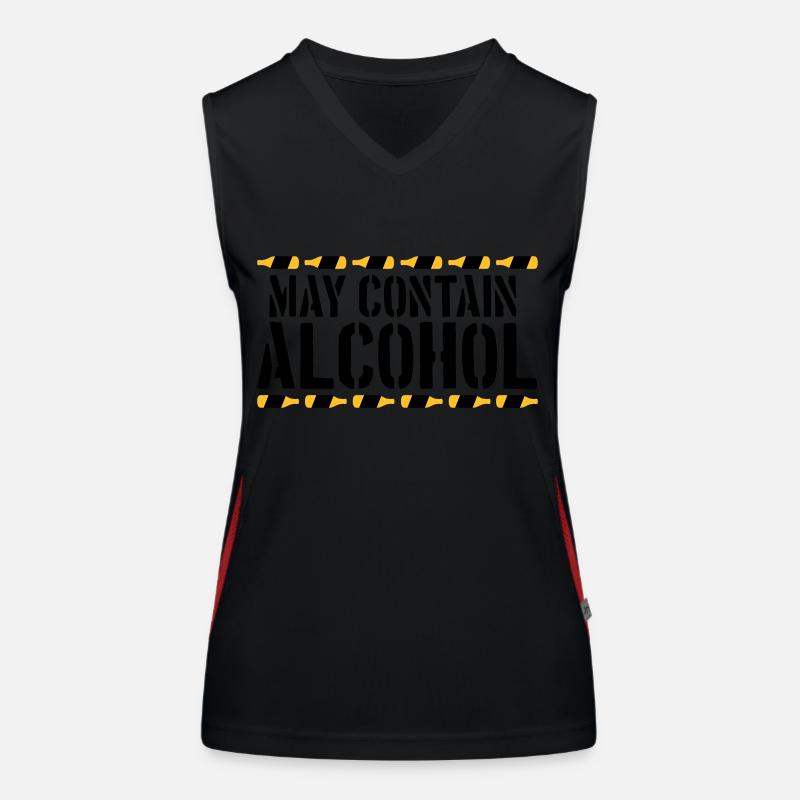 Spruch Kann Alkohol enthalten Funktionelles Kontrast-Tank Top für Frauen