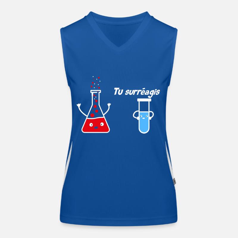 you overreact funny chemistry science nerd Women's Functional Contrast Tank Top
