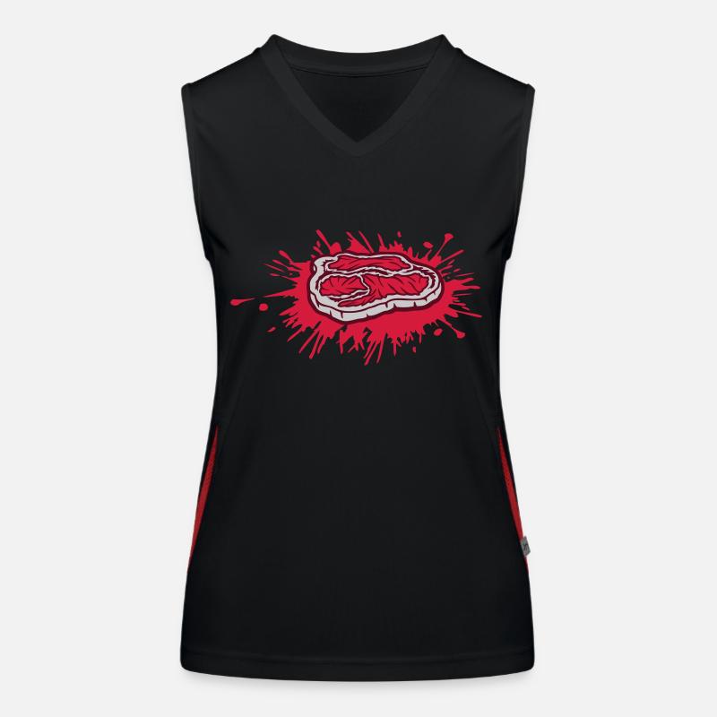 Farbklecks blutig Steak Grillsaison Funktionelles Kontrast-Tank Top für Frauen