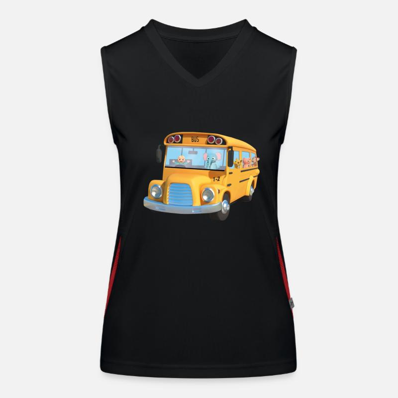 Bus jaune animaux ecole Débardeur respirant contrasté Femme