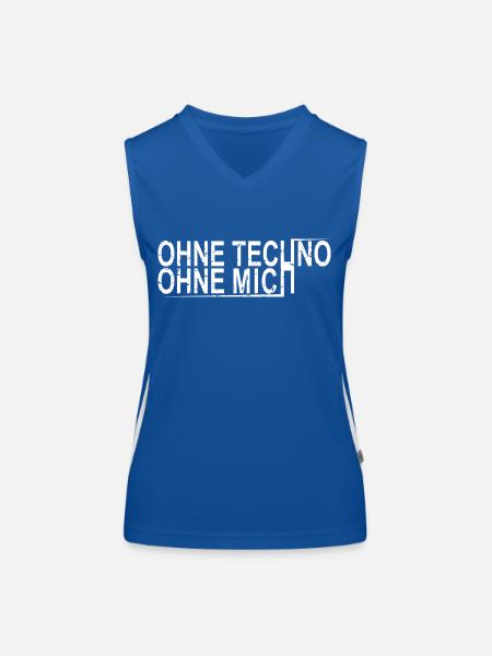Ohne Techno Ohne Mich - Funktionelles Kontrast-Tank Top für Frauen - Royal/Weiß - Vorne
