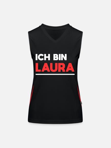 Laura Name Spruch für stolze Lauras - Funktionelles Kontrast-Tank Top für Frauen - Schwarz/Rot - Vorne