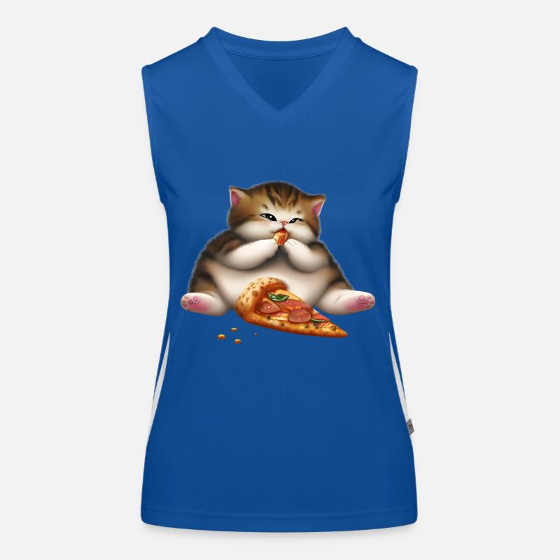 Chat amateur de pizza Débardeur respirant contrasté Femme