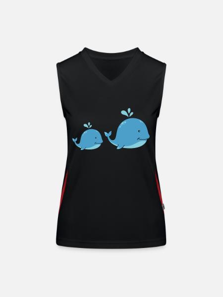 Sweet whales - Women's Functional Contrast Tank Top - black/red - Front