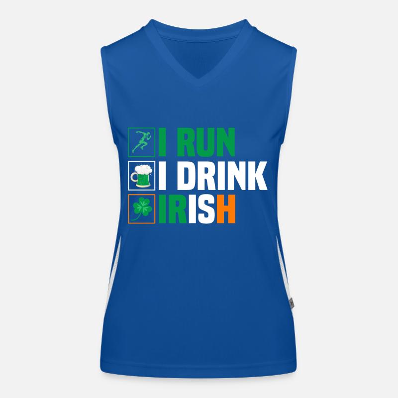 I Run. I Drink. Irish. Funktionelles Kontrast-Tank Top für Frauen
