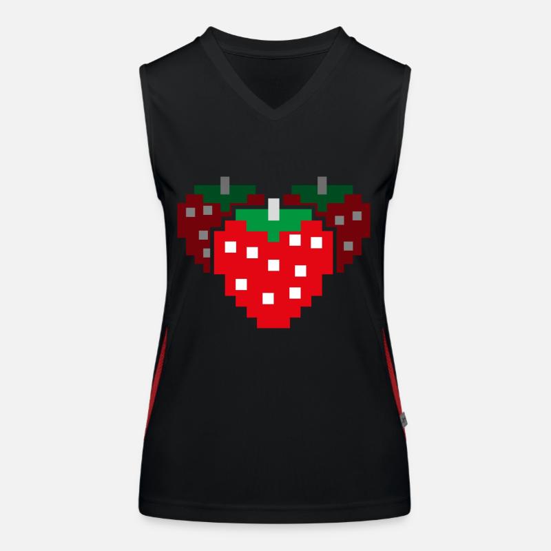 8 Bit Pixel Strawberry 80s Video Game 100 Days of Women's Functional Contrast Tank Top