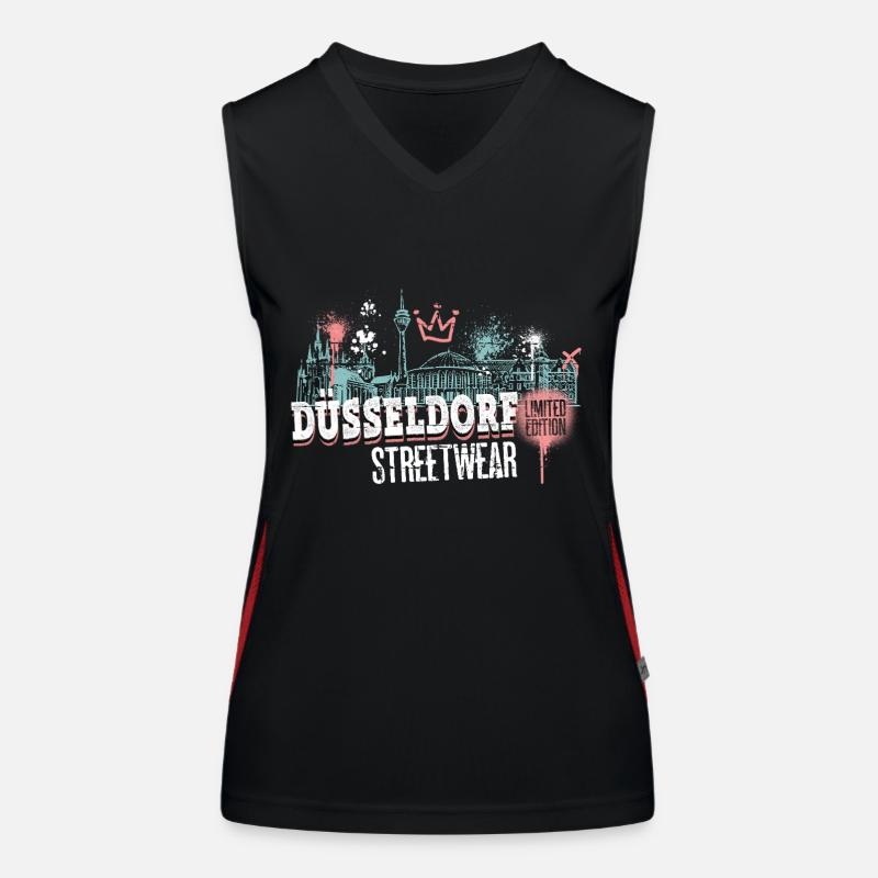 Dusseldorf Skyline City Germany Graffiti - Women's Functional Contrast Tank Top - black/red