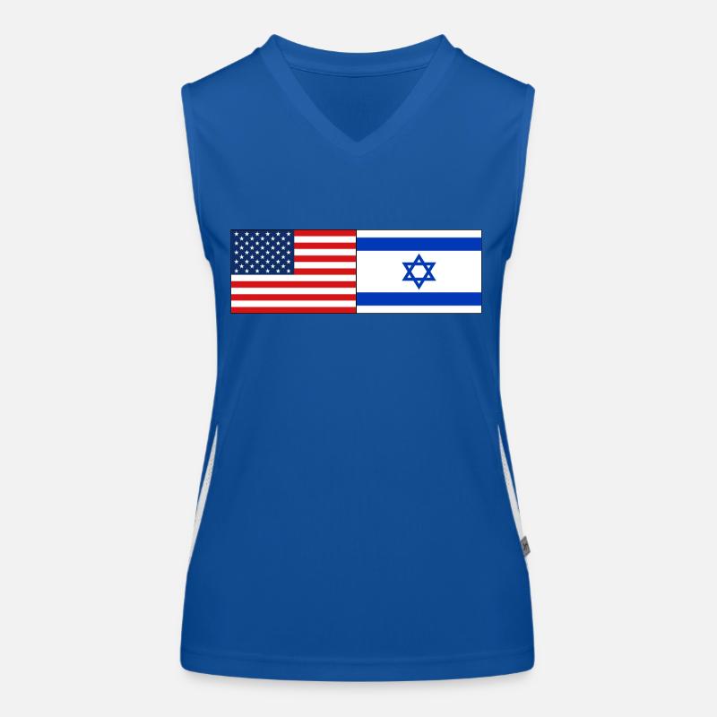 USA Israel Flagge Funktionelles Kontrast-Tank Top für Frauen