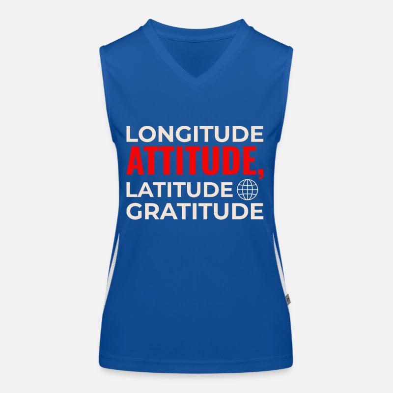 Longitude Latitude Attitude Gratitude GIS Map Women's Functional Contrast Tank Top