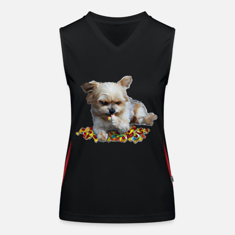 Cute dog nibbles sweets Women's Functional Contrast Tank Top