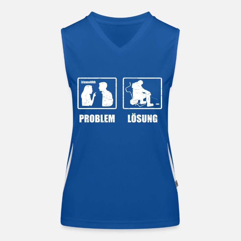 Problem? Lösung Eisfischen - Angeln / Fischerei Funktionelles Kontrast-Tank Top für Frauen