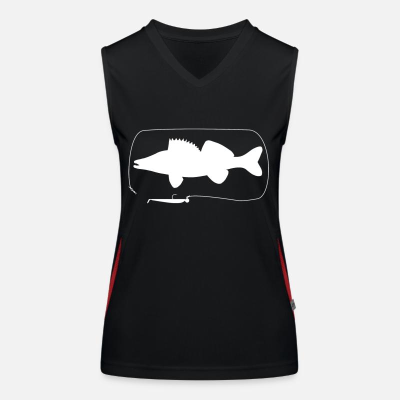Zander mit Gummifisch Funktionelles Kontrast-Tank Top für Frauen