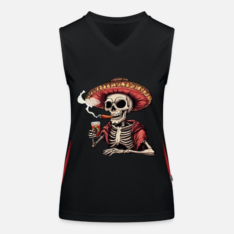 Skeleton Skull Skull Cigar Liquor Women's Functional Contrast Tank Top