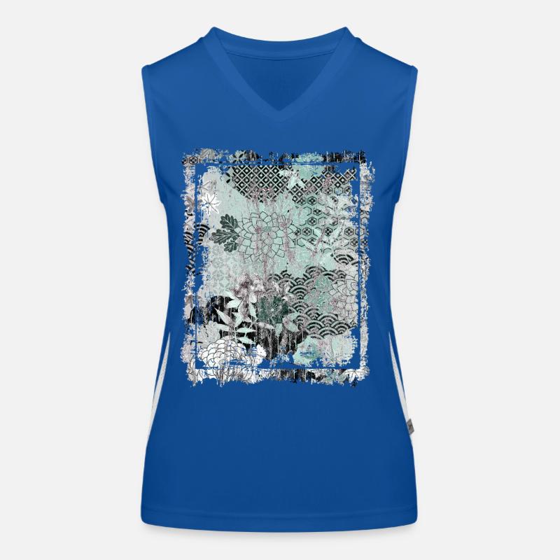 Japanisches Blumenmuster Chrysanthemenkirsche Funktionelles Kontrast-Tank Top für Frauen