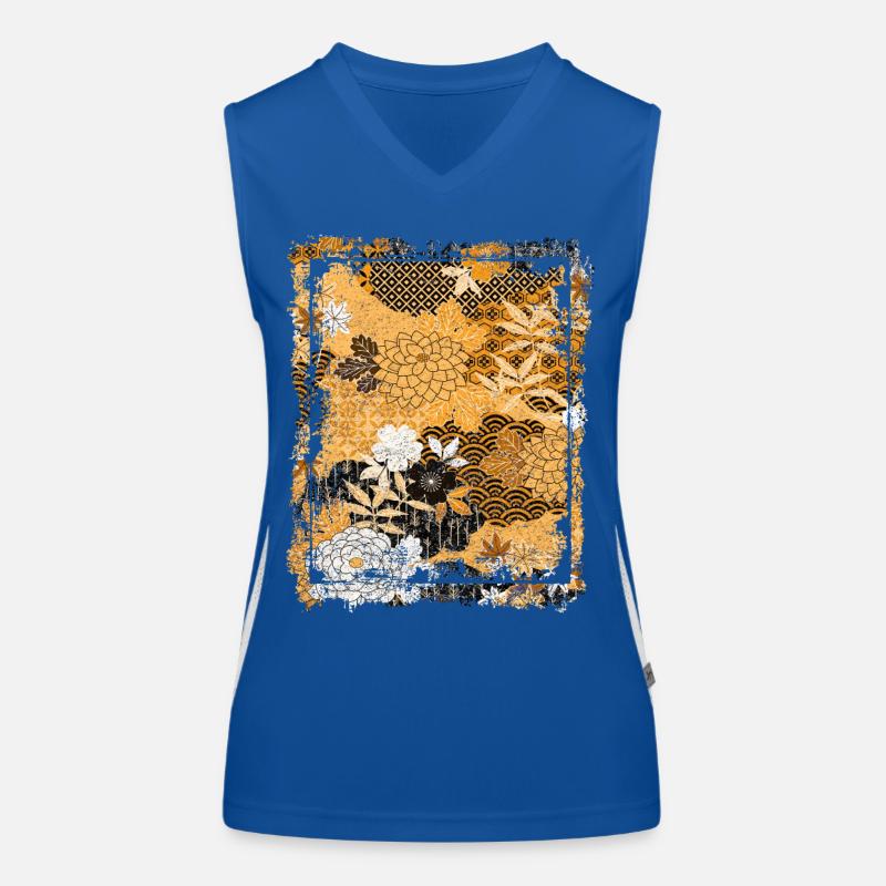 Japanisches Blumenmuster Chrysanthemenkirsche Funktionelles Kontrast-Tank Top für Frauen