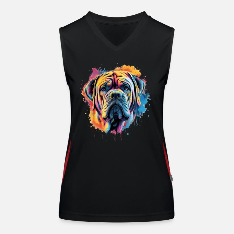Colorful Mastiff dog Women's Functional Contrast Tank Top