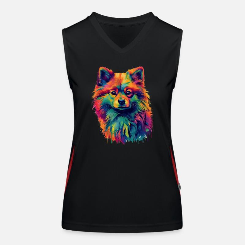 Bunter Zwergspitz Hund Funktionelles Kontrast-Tank Top für Frauen